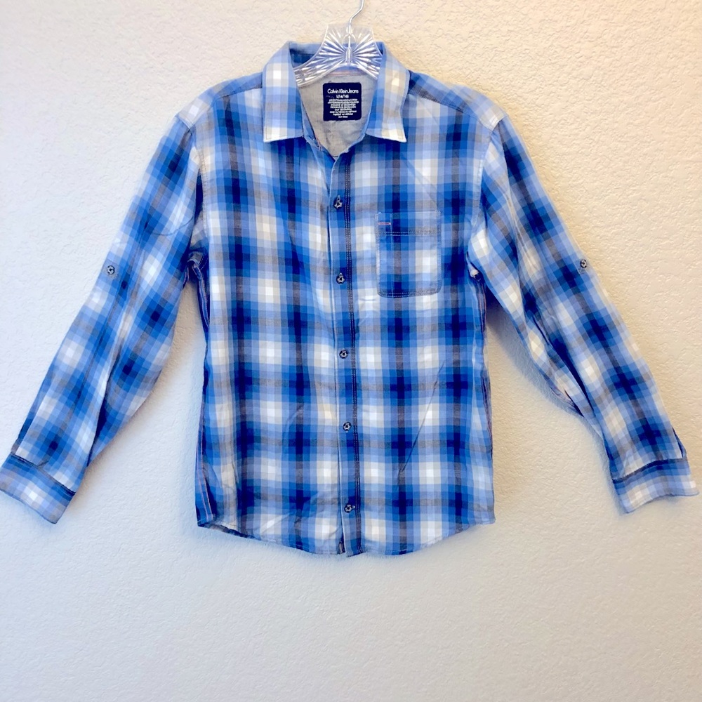 Calvin Klein Plaid Collared Button Down Shirt